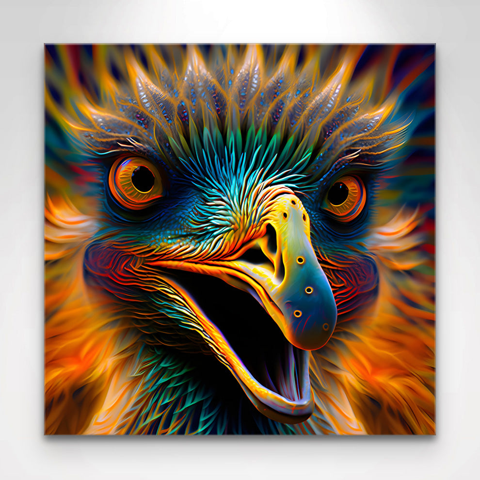 Wandbild Lustiger Vogel Strauß I | Tierbilder von Finer Spaces