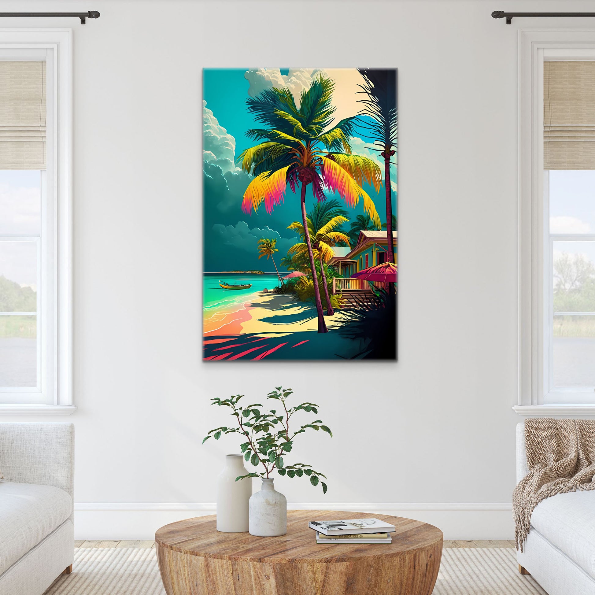 Wandbild Palme und Strand von Finer | Spaces Kunst
